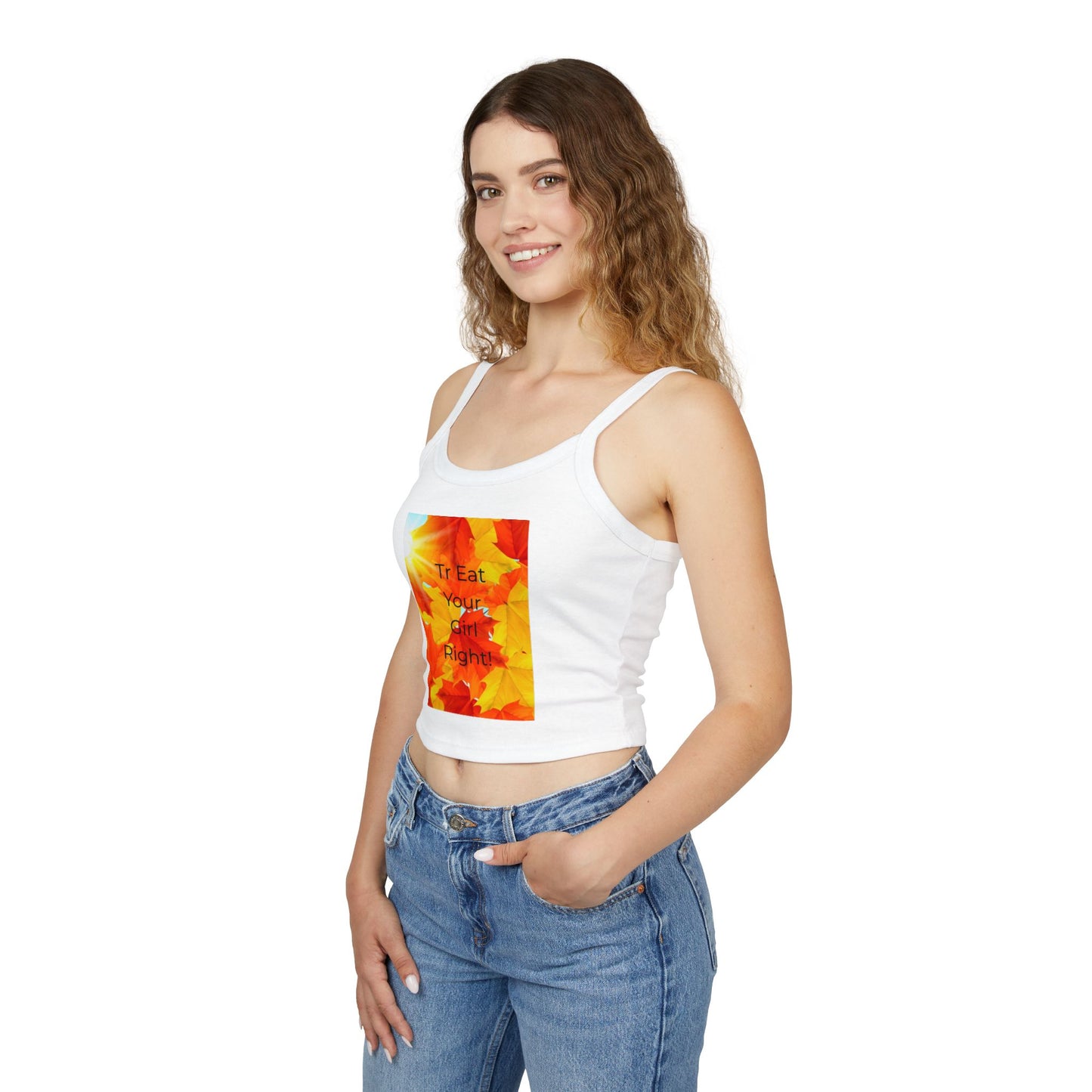 Autumn Inspirational Crop Top | Women's Spaghetti Strap Tank | Fall Fashion | Seasonal Apparel | Motivational T-Shirt | Gift for Her