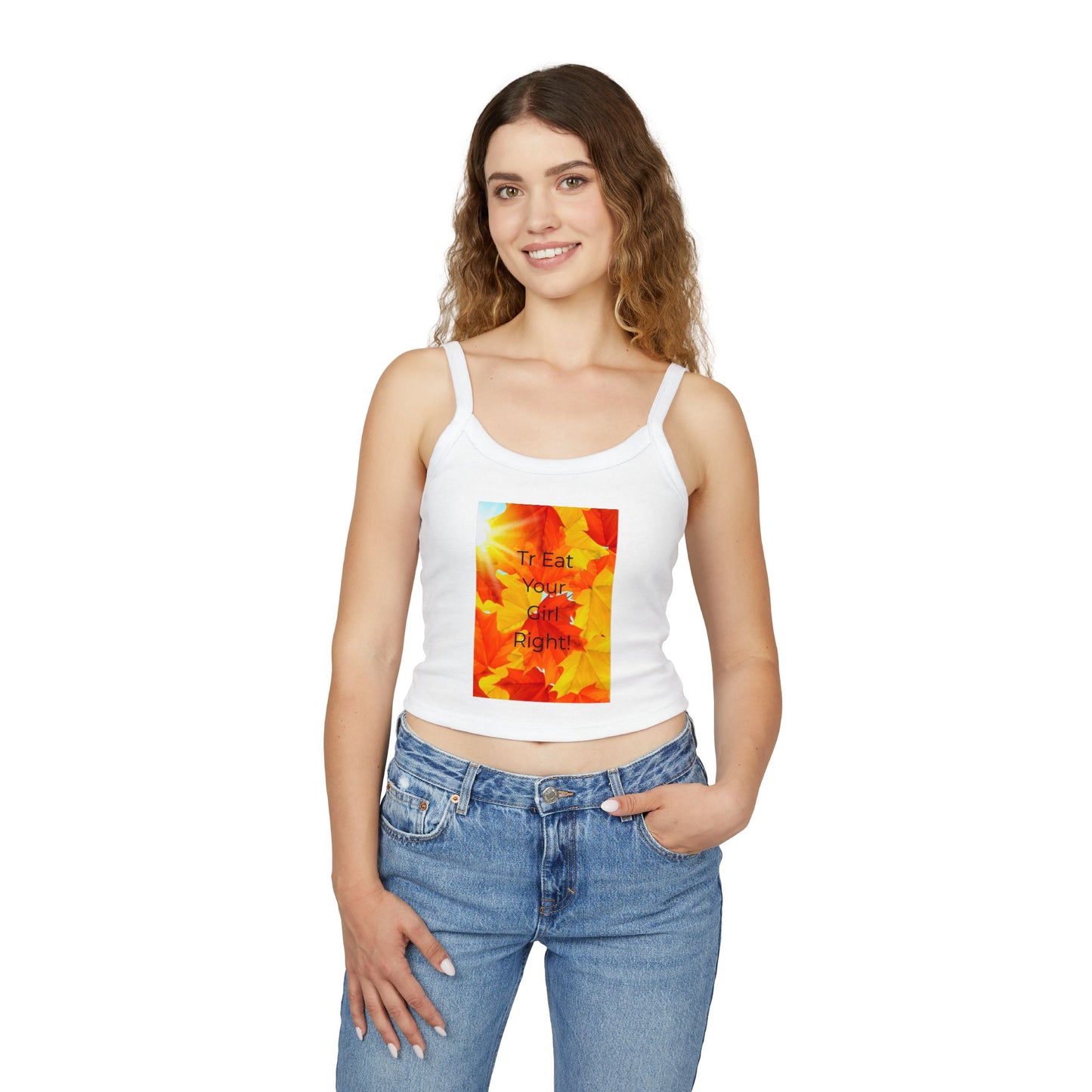 Autumn Inspirational Crop Top | Women's Spaghetti Strap Tank | Fall Fashion | Seasonal Apparel | Motivational T-Shirt | Gift for Her