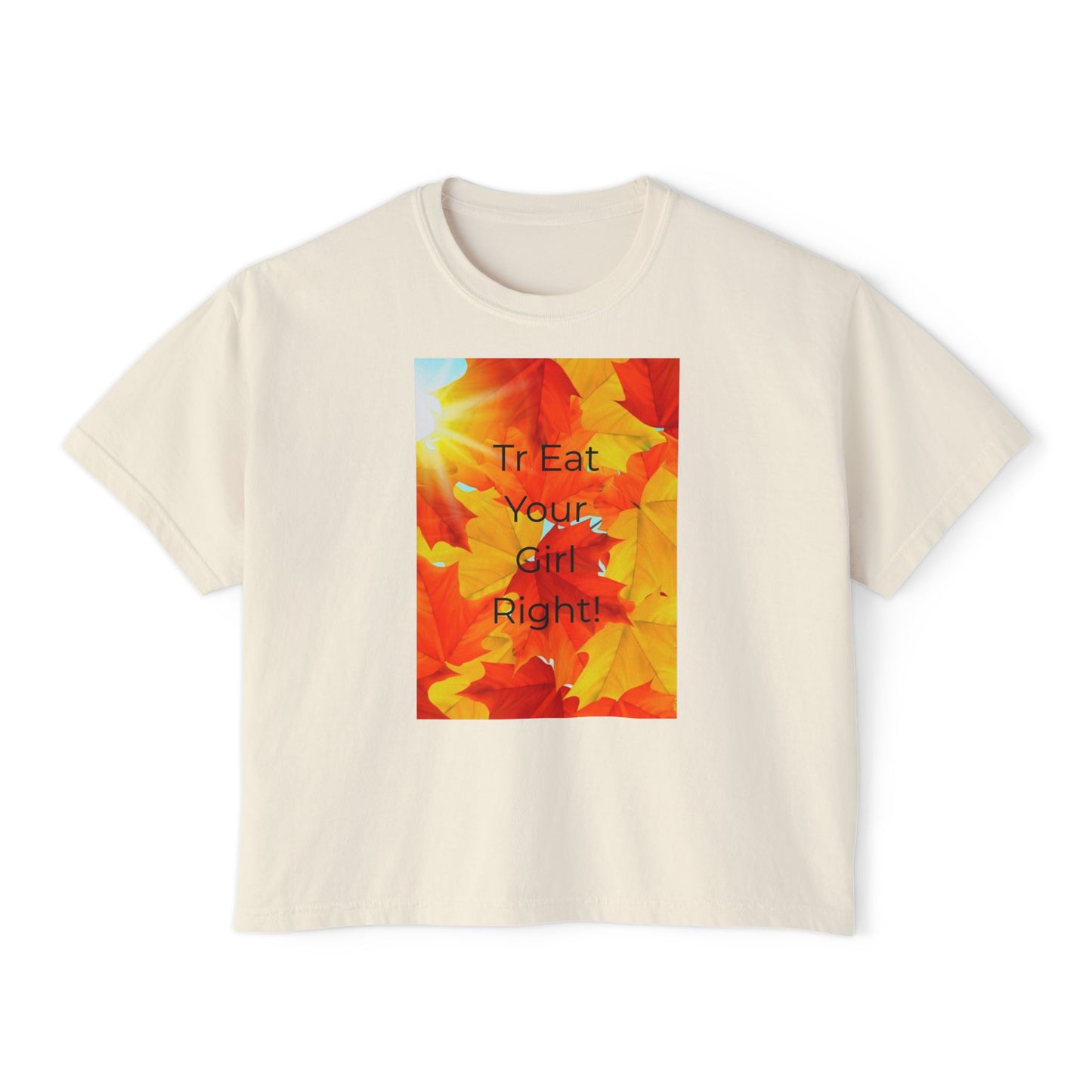 Autumn-Inspired Women's Boxy Tee with Motivational Text, Cozy Fall Apparel, Perfect Gift for Her, Trendy Casual Wear, Seasonal Fashion