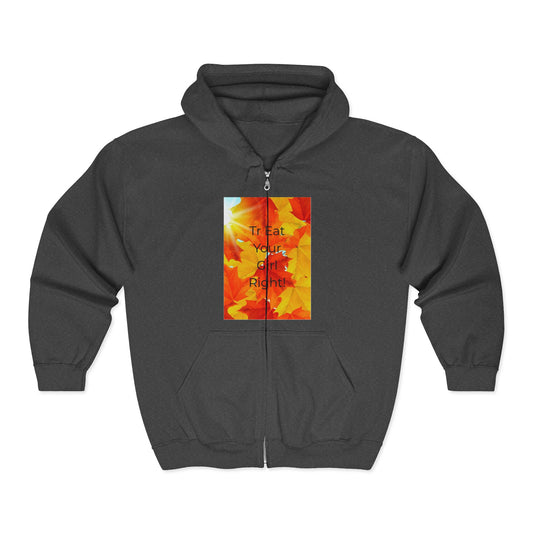 Vibrant Inspirational Full Zip Hoodie | Treat Your Mind Right, Cozy Layer for Self-Care, Empowering Gift, Casual Comfort, Fall Fashion